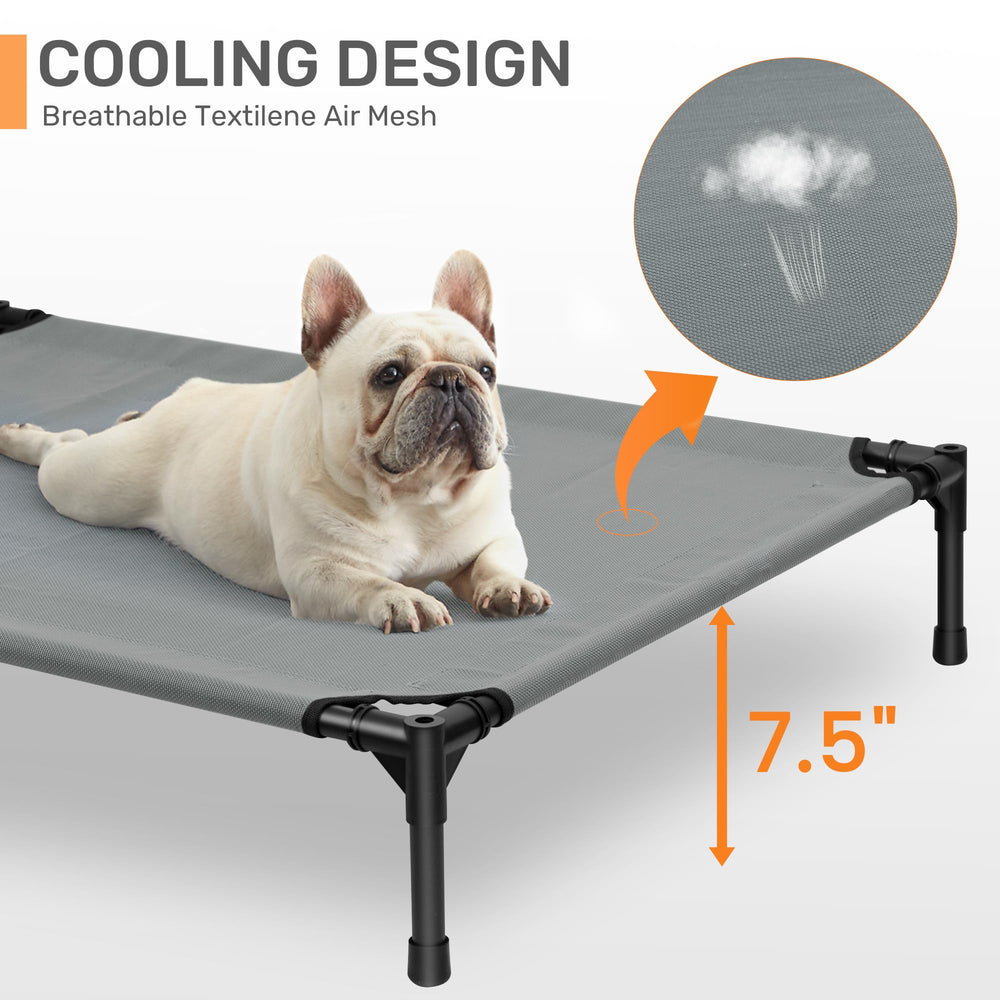 Heeyoo dog bed with canopy outdoors in the park setting