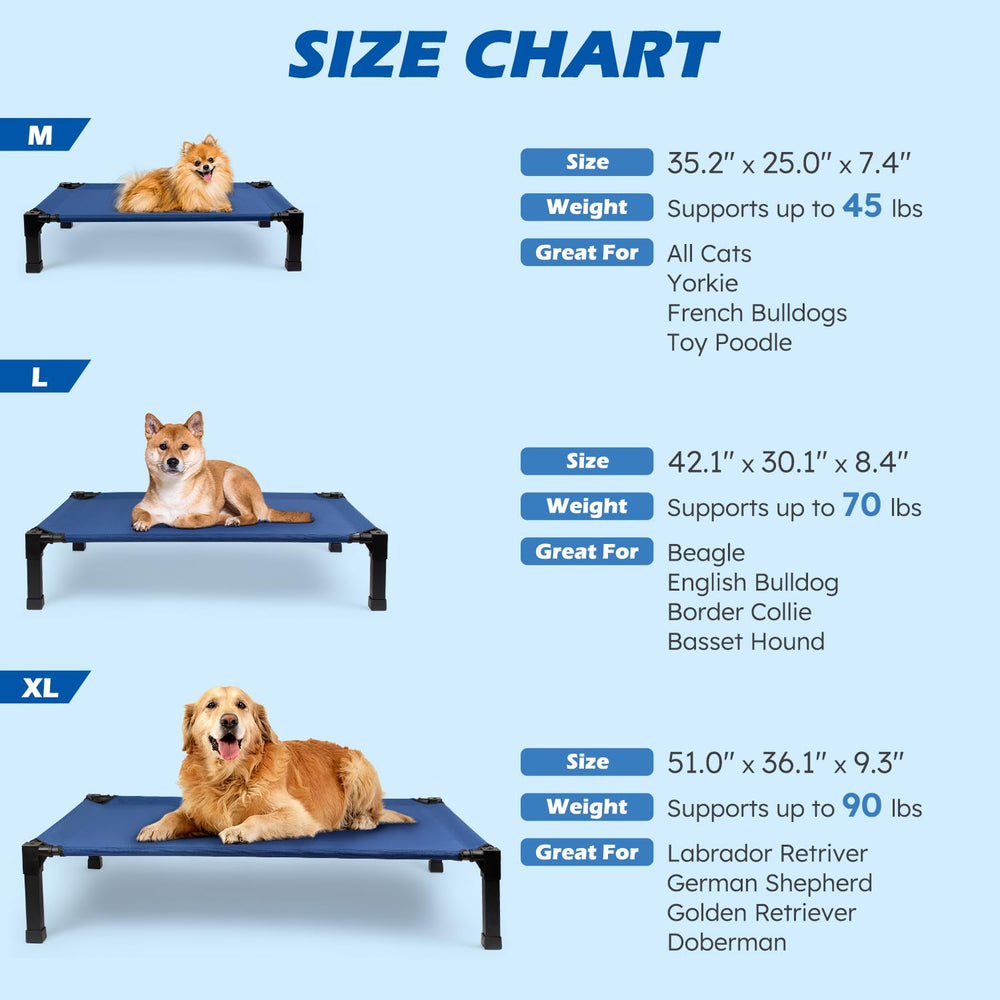 Heeyoo dog bed with metal frame outdoors setup shows sturdy portable design.