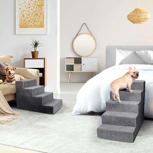 Heeyoo dog stairs 4-step 18inch 23inch compatibility for different furniture heights.