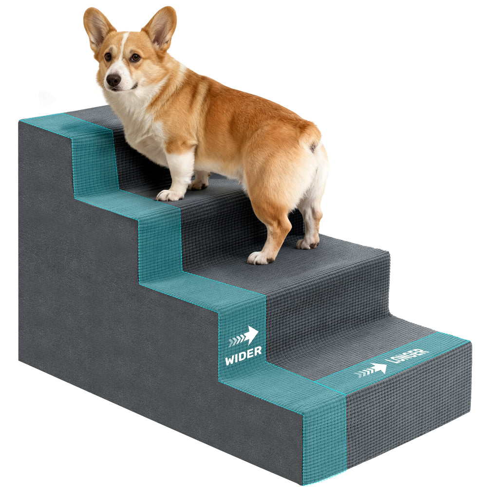 Heeyoo dog stairs bed-4step-gray enables easy access to high beds.