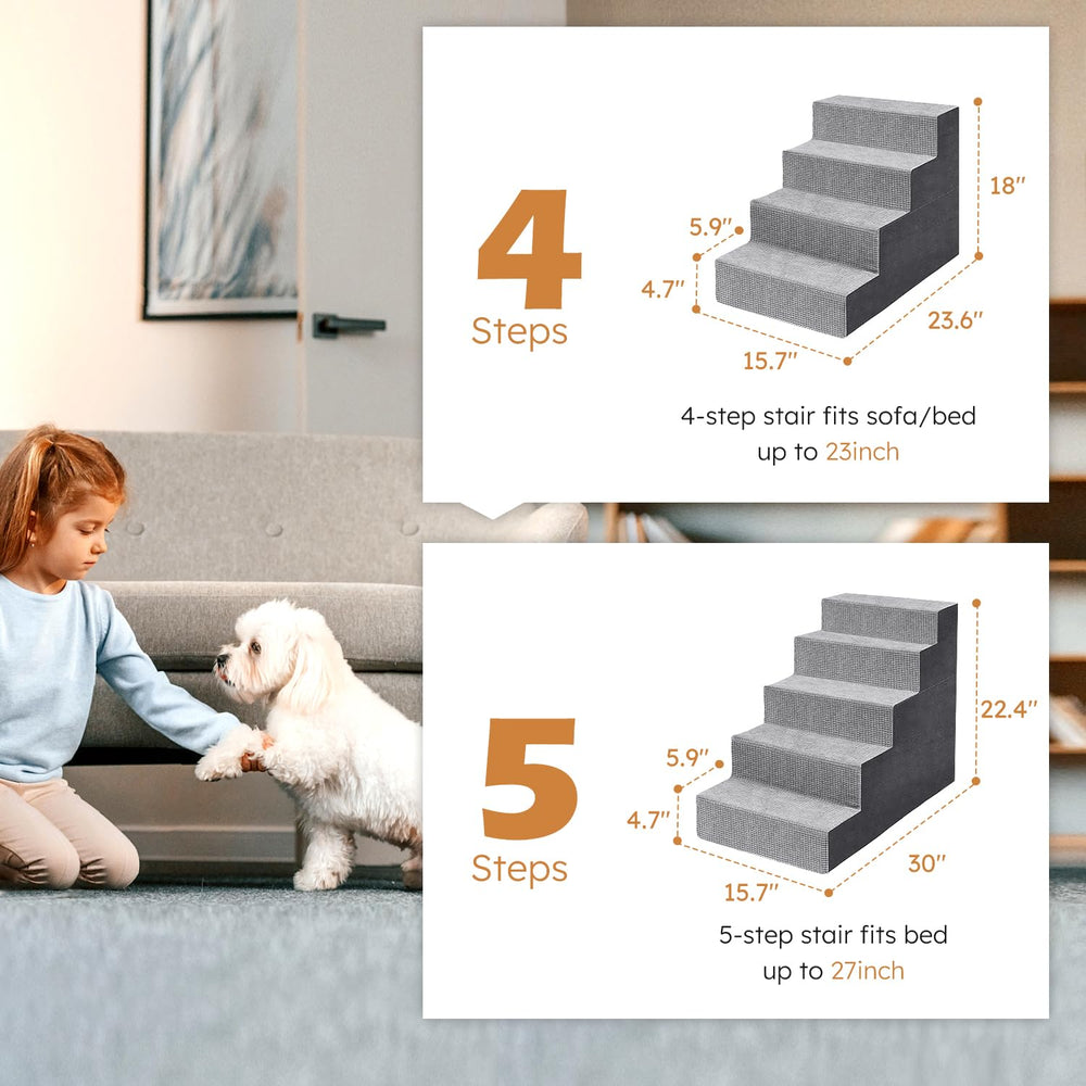 Heeyoo dog stairs foam density close-up shows sturdy 30D support for stability.