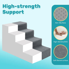 Heeyoo dog stairs-non-slip-bottom ensures secure footing on slick floors.
