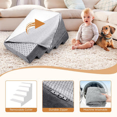 Heeyoo dog stairs bottom with rubber dots prevents slipping on hardwood floors.
