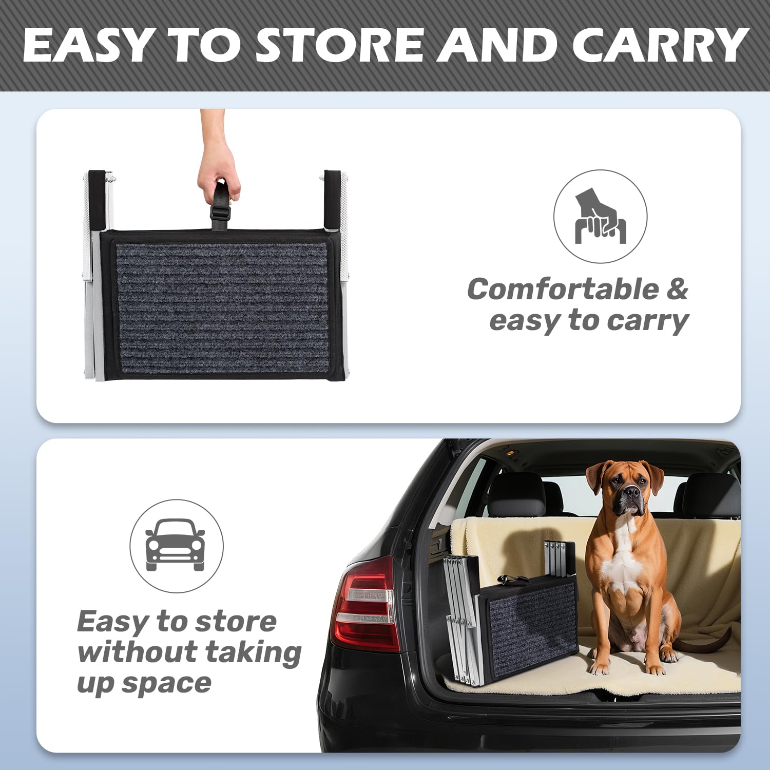 Heeyoo dog steps adjustable height to fit your vehicle perfectly.
