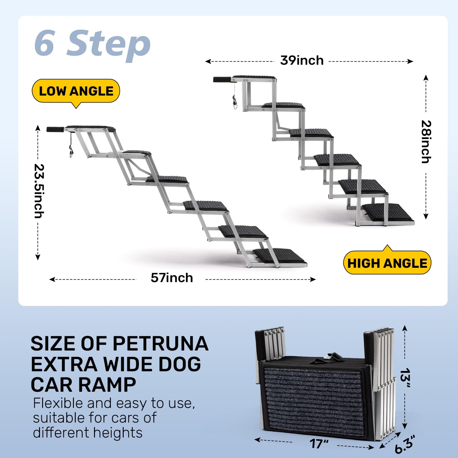 Heeyoo dog steps height-adjustment shows a fit for SUV entry.