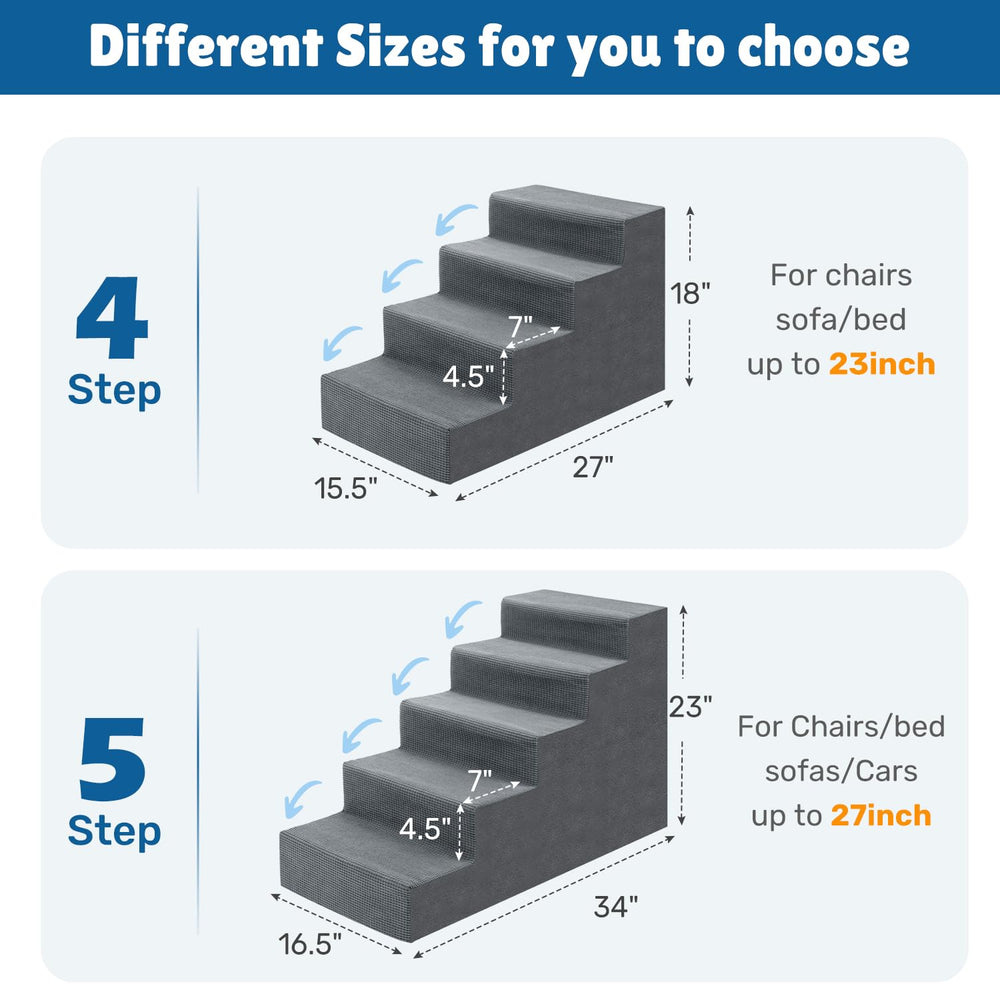 Heeyoo dog steps high-bed front view demonstrates stability for confident climbs.