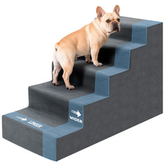 Heeyoo dog steps high-bed side view shows secure footing for easy bed access.