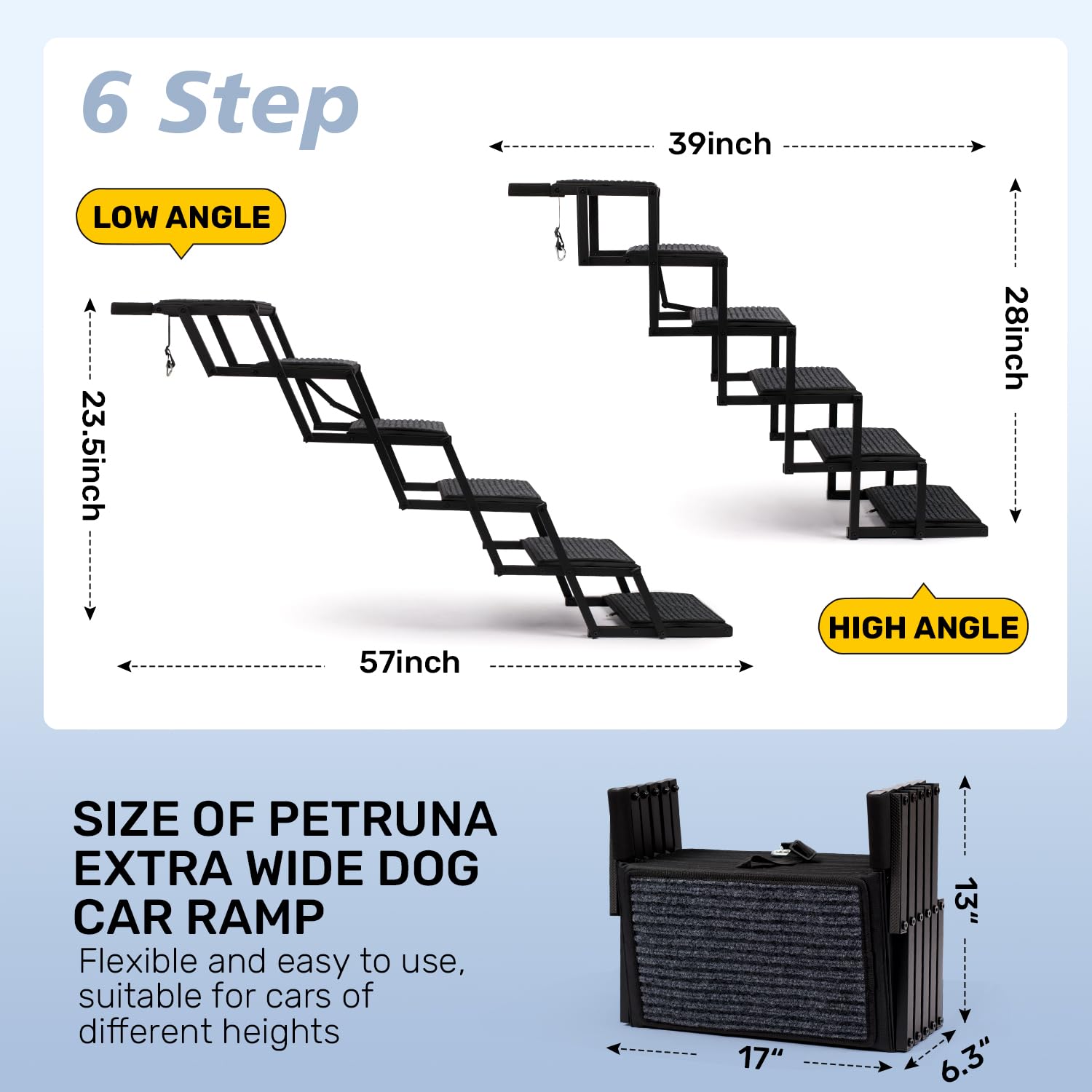 Heeyoo dog steps with non-slip rug surface for stable footing