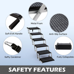 Heeyoo dog steps with non-slip rug surface improves traction in rain.