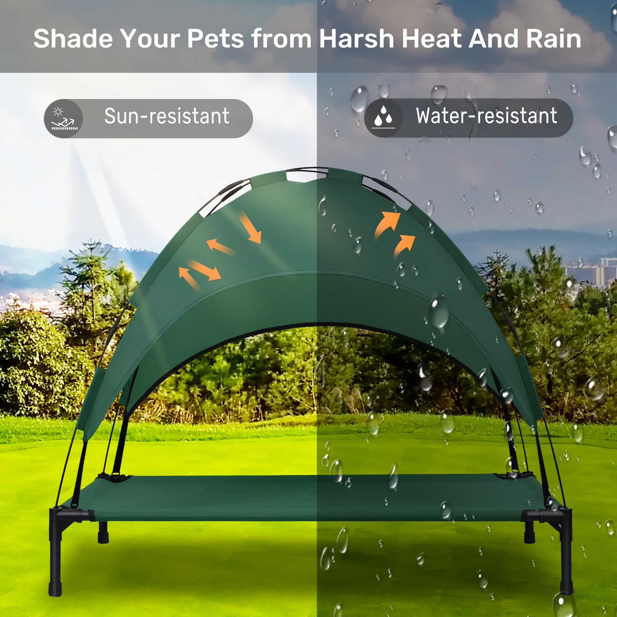 Heeyoo elevated dog bed canopy assembled for quick setup