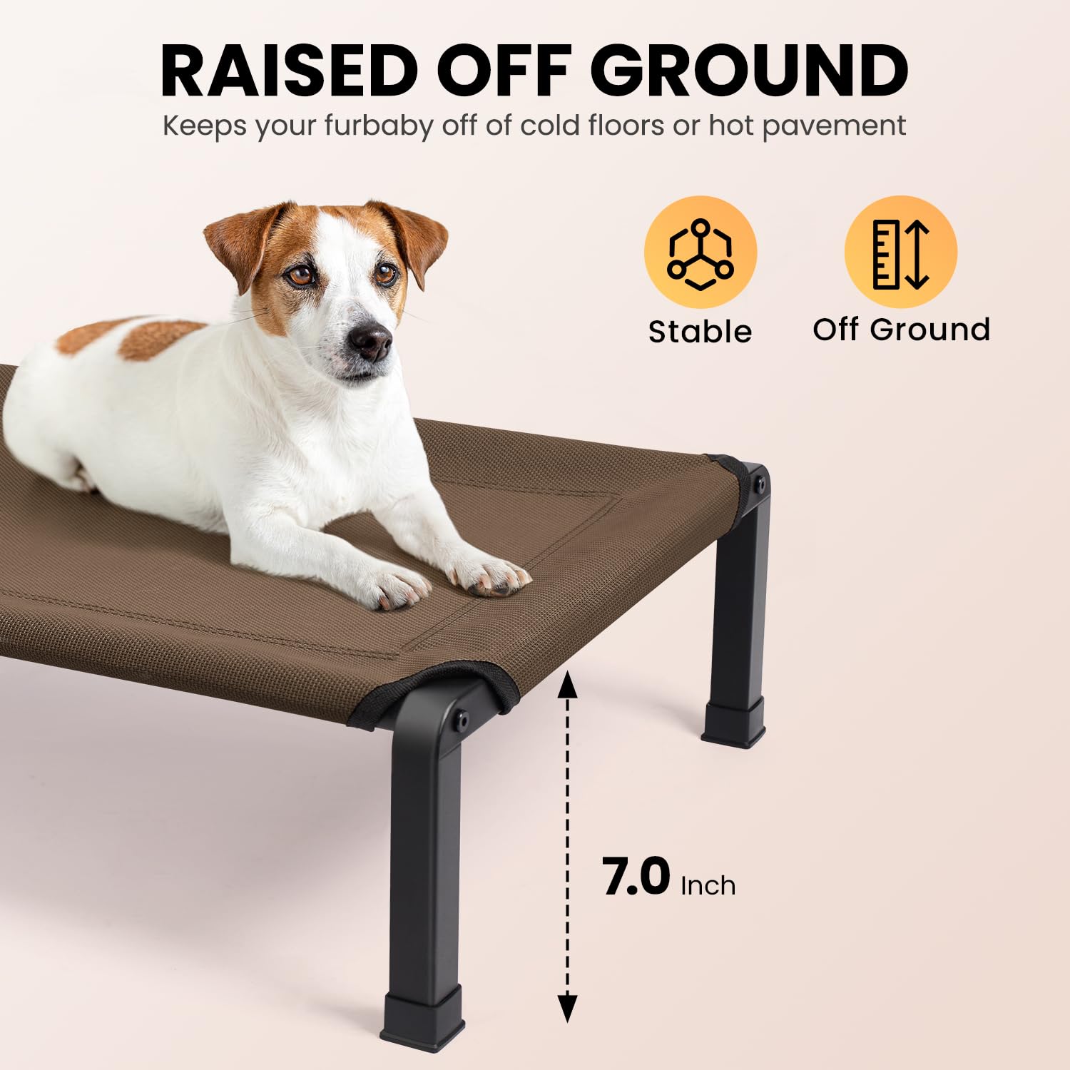Heeyoo elevated dog bed enlarged rubber feet closeup shows non-slip stability