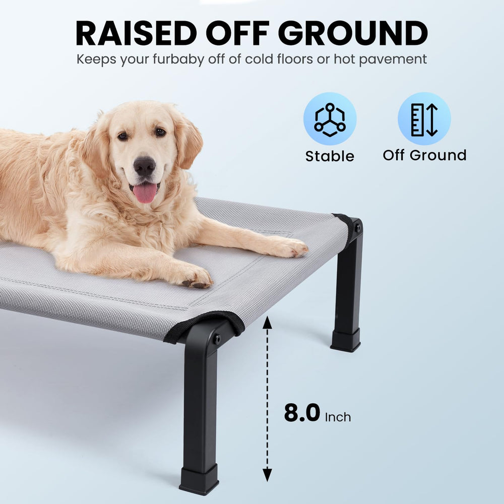 Heeyoo elevated dog bed non-slip feet prevent slipping on wooden floors.
