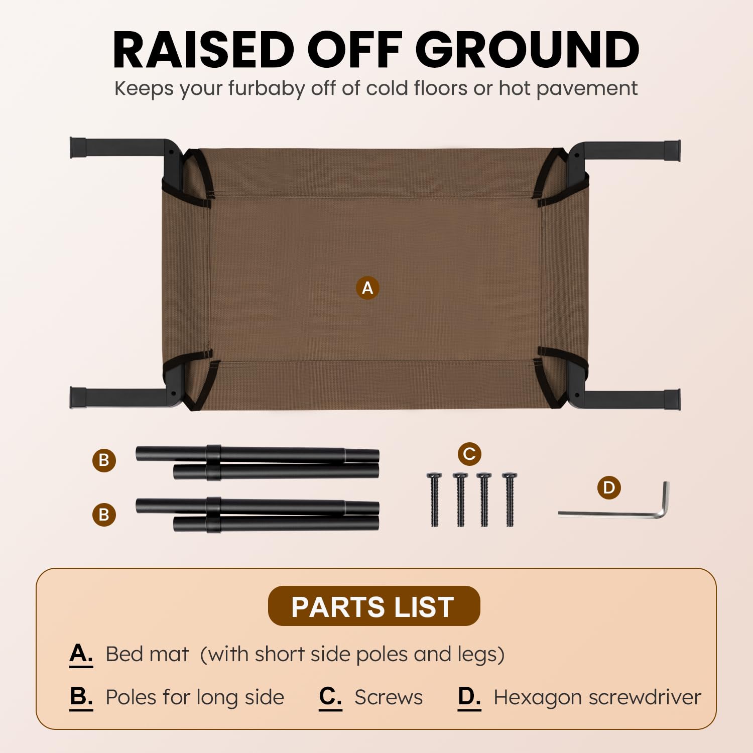 Heeyoo elevated dog bed portable setup highlights lightweight relocation