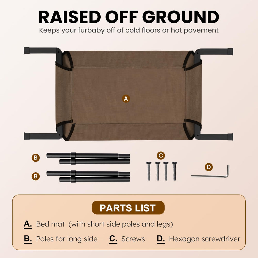 Heeyoo elevated dog bed portable setup highlights lightweight relocation