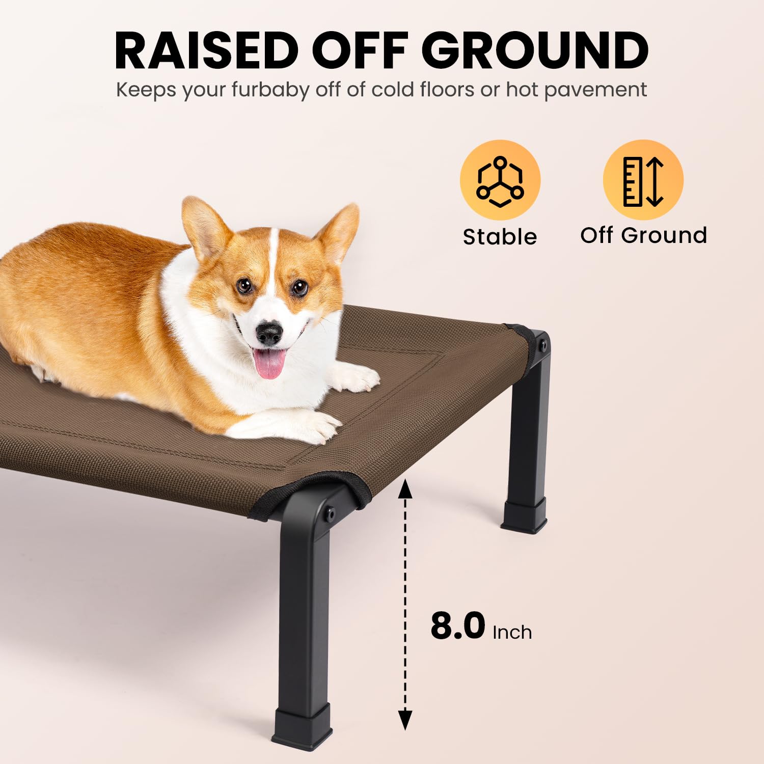 Heeyoo elevated dog bed-rubber-feet provides grip and floor protection