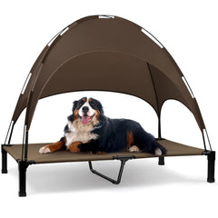 Heeyoo elevated dog bed with canopy being assembled for quick setup