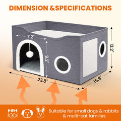 Heeyoo Indoor Heated Cat House side view shows privacy-ready entrance