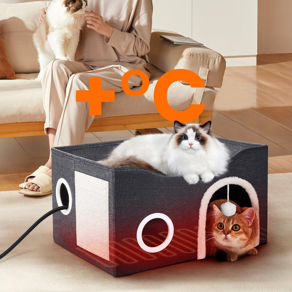 Heeyoo large cat house multi-cat use illustrates shared warmth and privacy