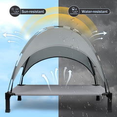 Heeyoo outdoor pet cot assembly demonstrates tool-free setup.