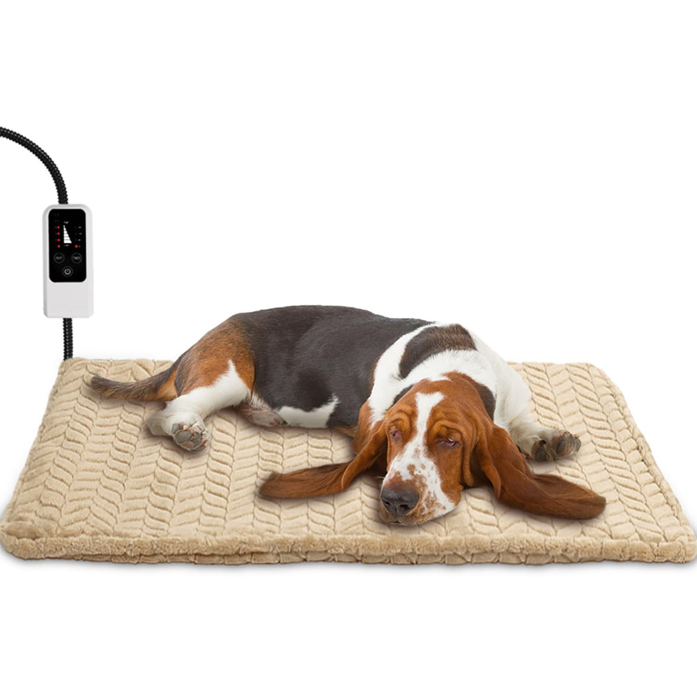 Heeyoo pet heating pad on bed for cozy warmth during naps