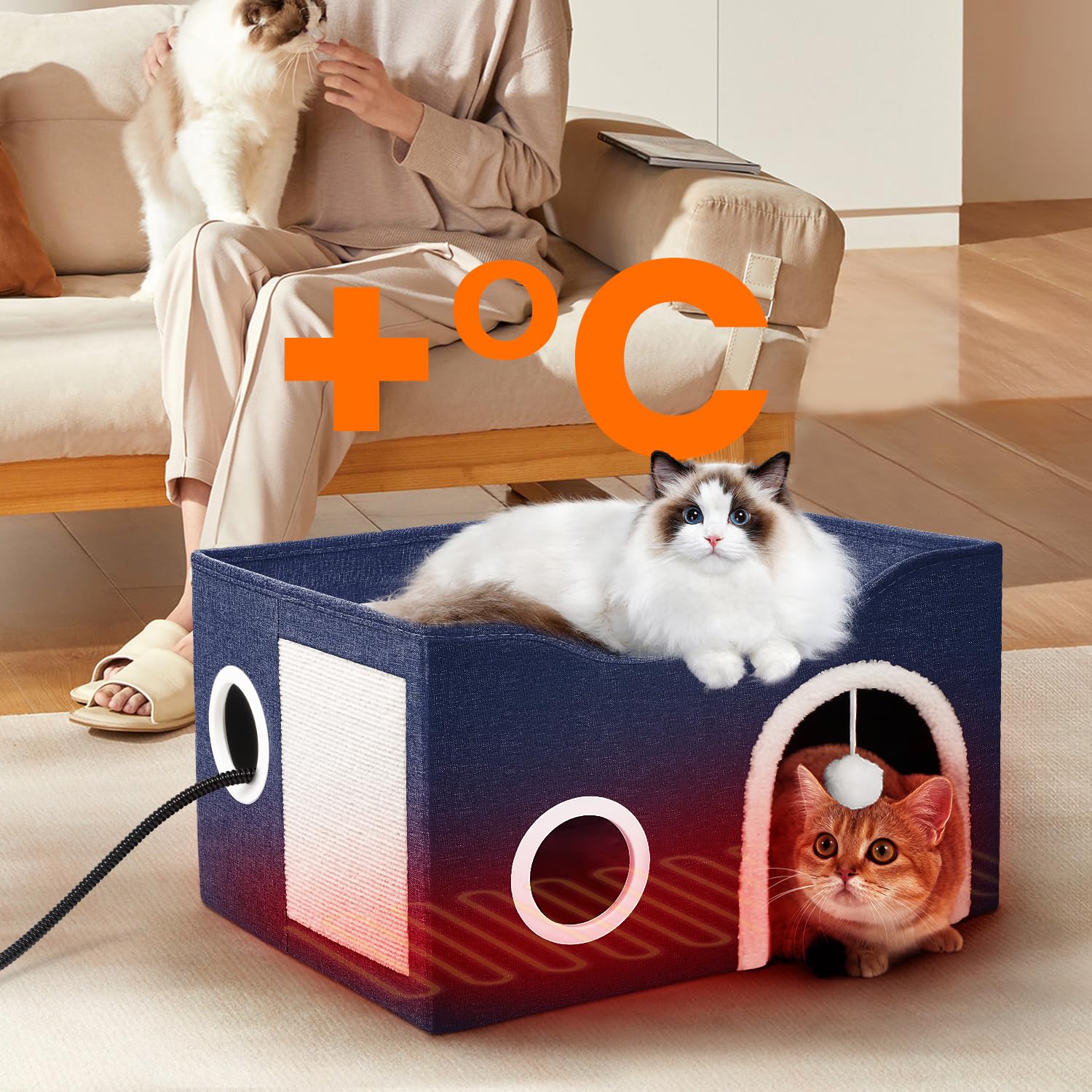 Heeyoo plush hanging ball cat toy for gentle indoor enrichment