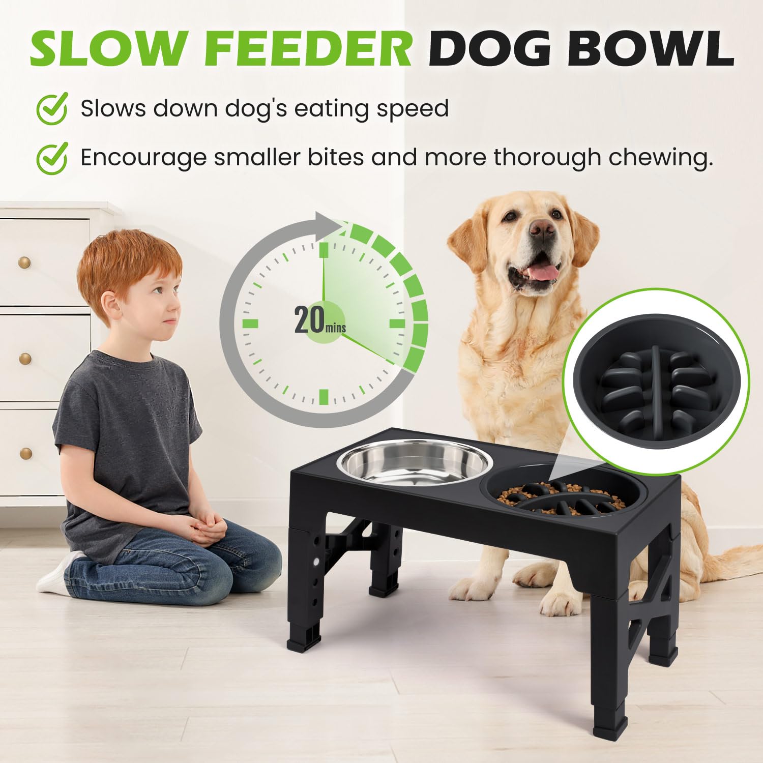 Heeyoo slow feeder bowl image demonstrates controlled eating pace for pets.