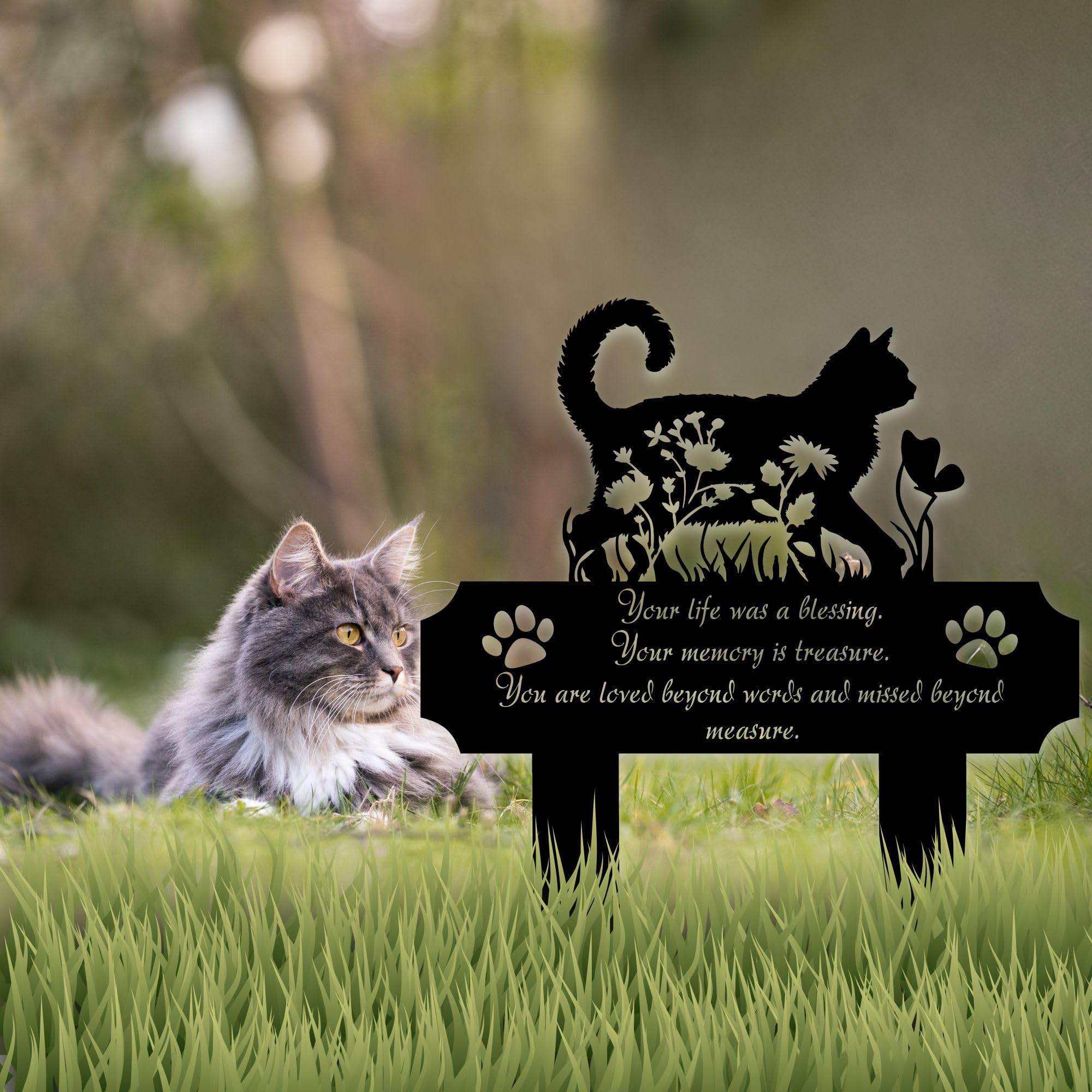 HEGANITS cat grave marker engraved quote detail offers meaningful farewell.