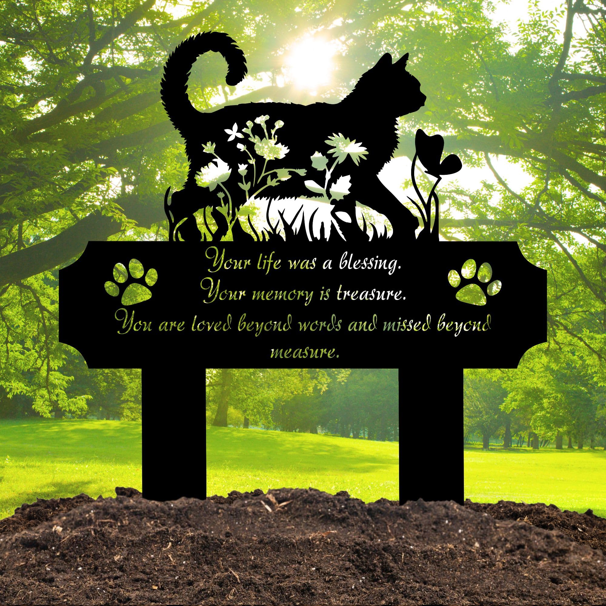 HEGANITS cat grave marker no-tools setup for quick placement.