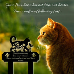 HEGANITS cat grave marker outdoor garden display fits planters and yards.