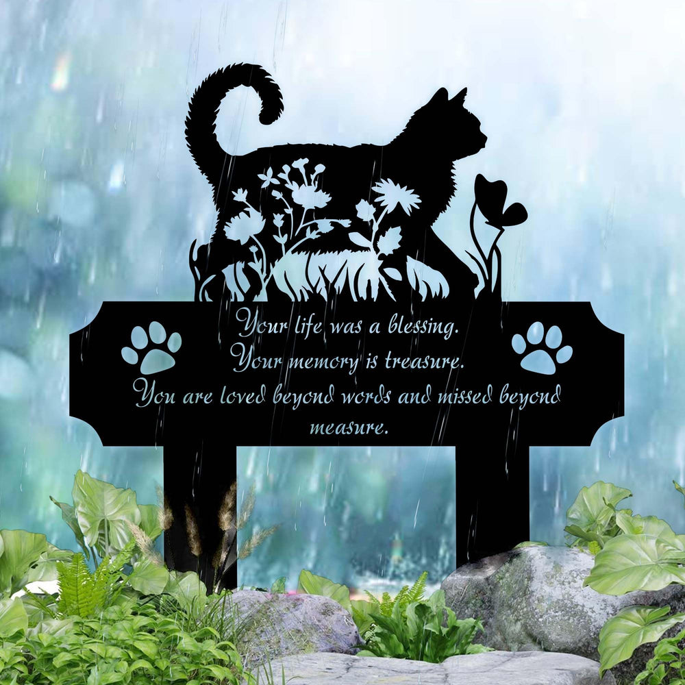 HEGANITS cat grave marker sympathy gift honors a feline friend.