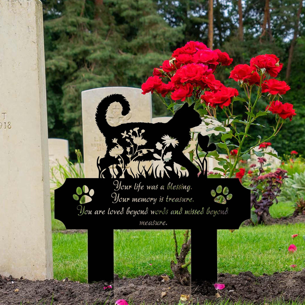 HEGANITS cat grave marker weatherproof steel withstands elements for year-round display.