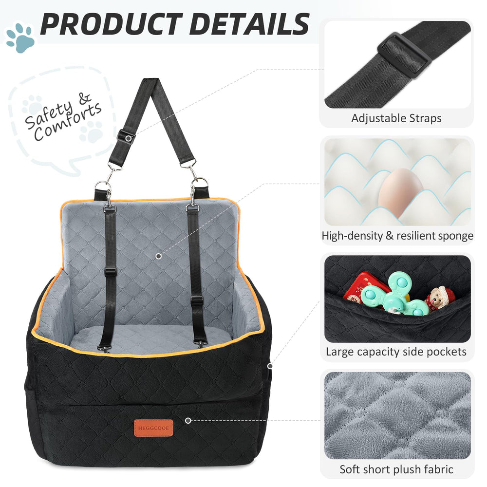 HEGGCOOE car seat with side storage pockets for treats and toys.