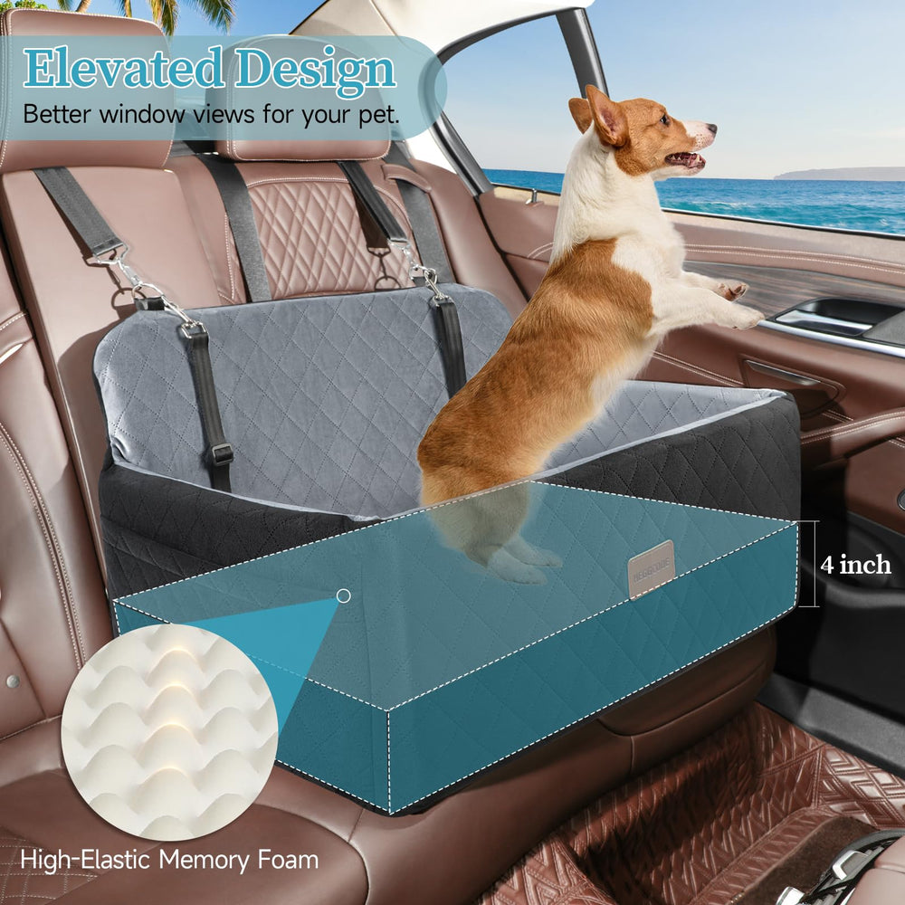 HEGGCOOE dog car seat with side pockets for snacks and toys