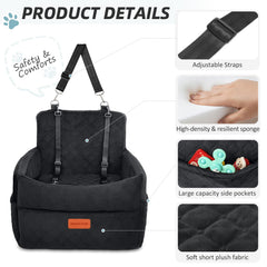 HEGGCOOE dog car seat with two safety belts secures your pet during travel.