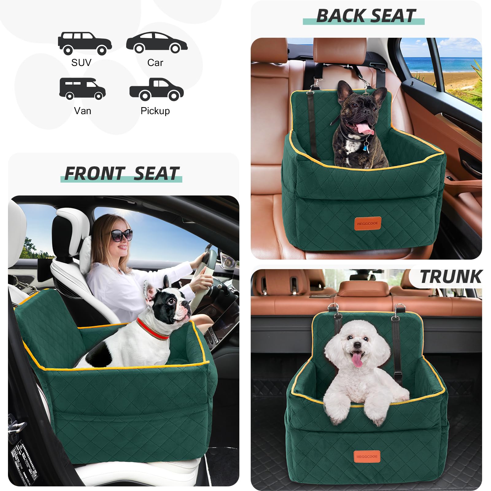 HEGGCOOE dog car seat with washable cover enables easy cleaning after trips.