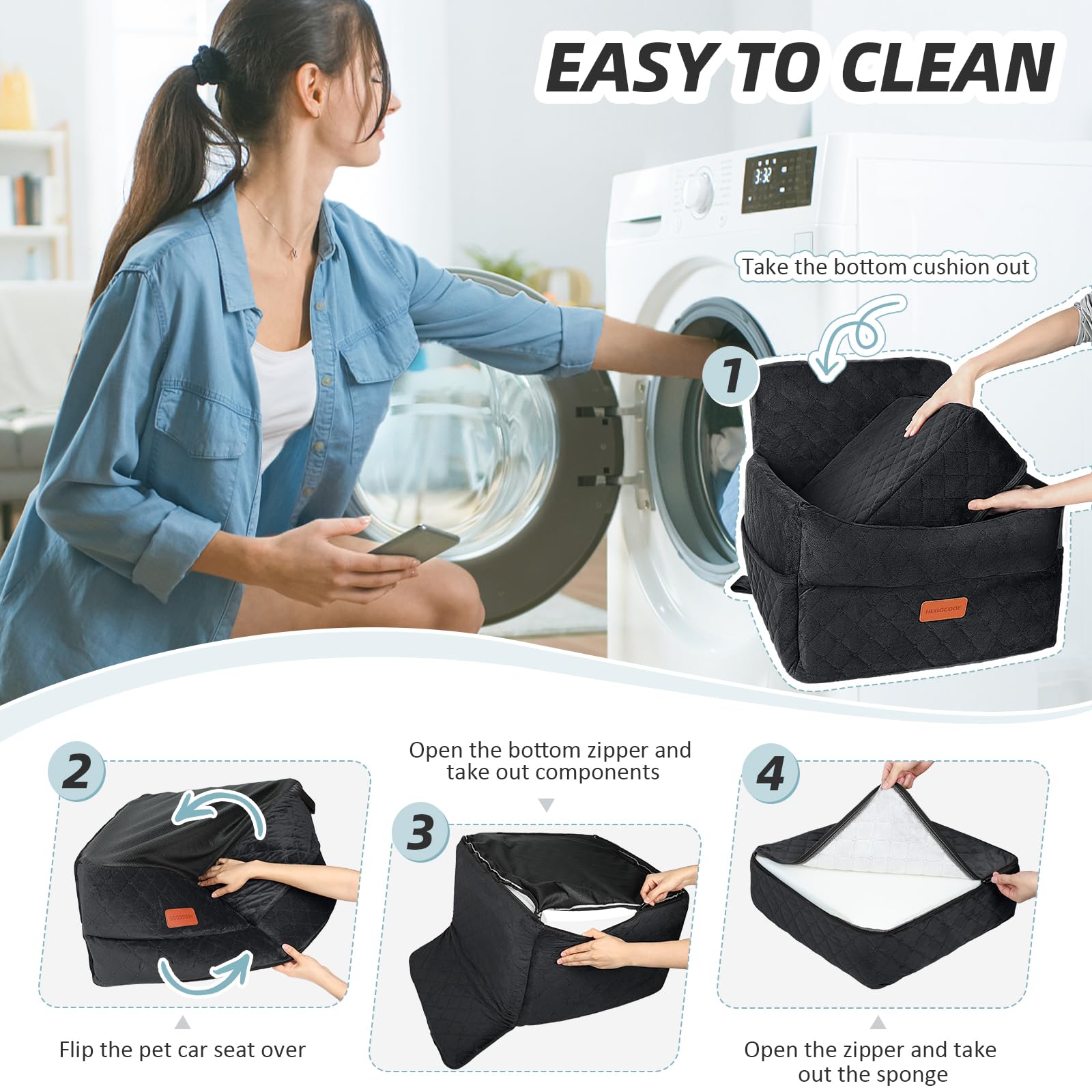 HEGGCOOE storage pockets keep toys and treats within reach on trips.