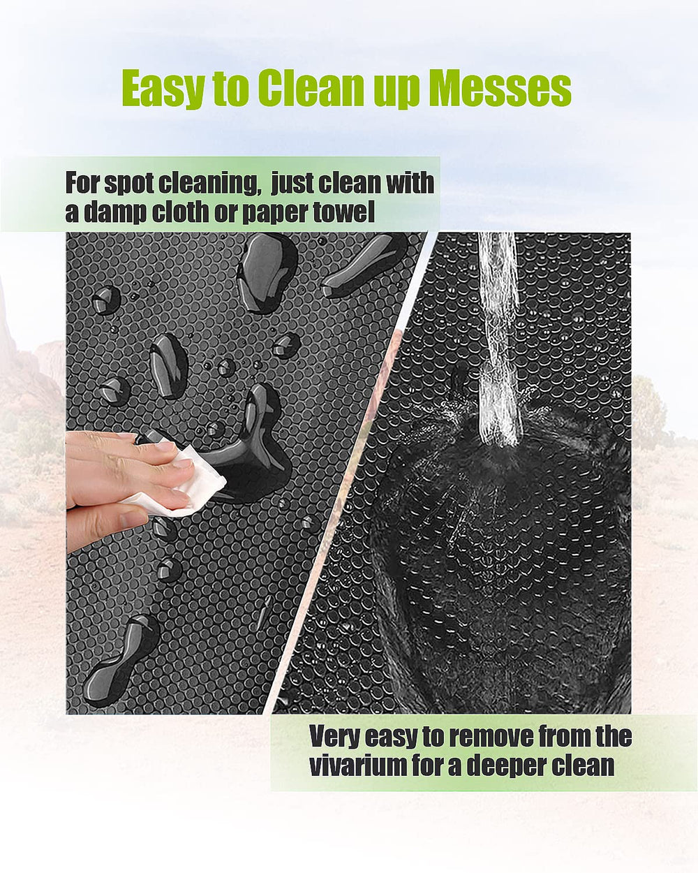 Helidrago leopard-gecko-tank-liner provides grip and reduced slipping in a gecko habitat.