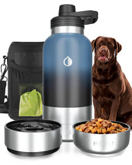 Hemli 32oz dog water bottle with built-in bowl for on-the-go hydration during walks