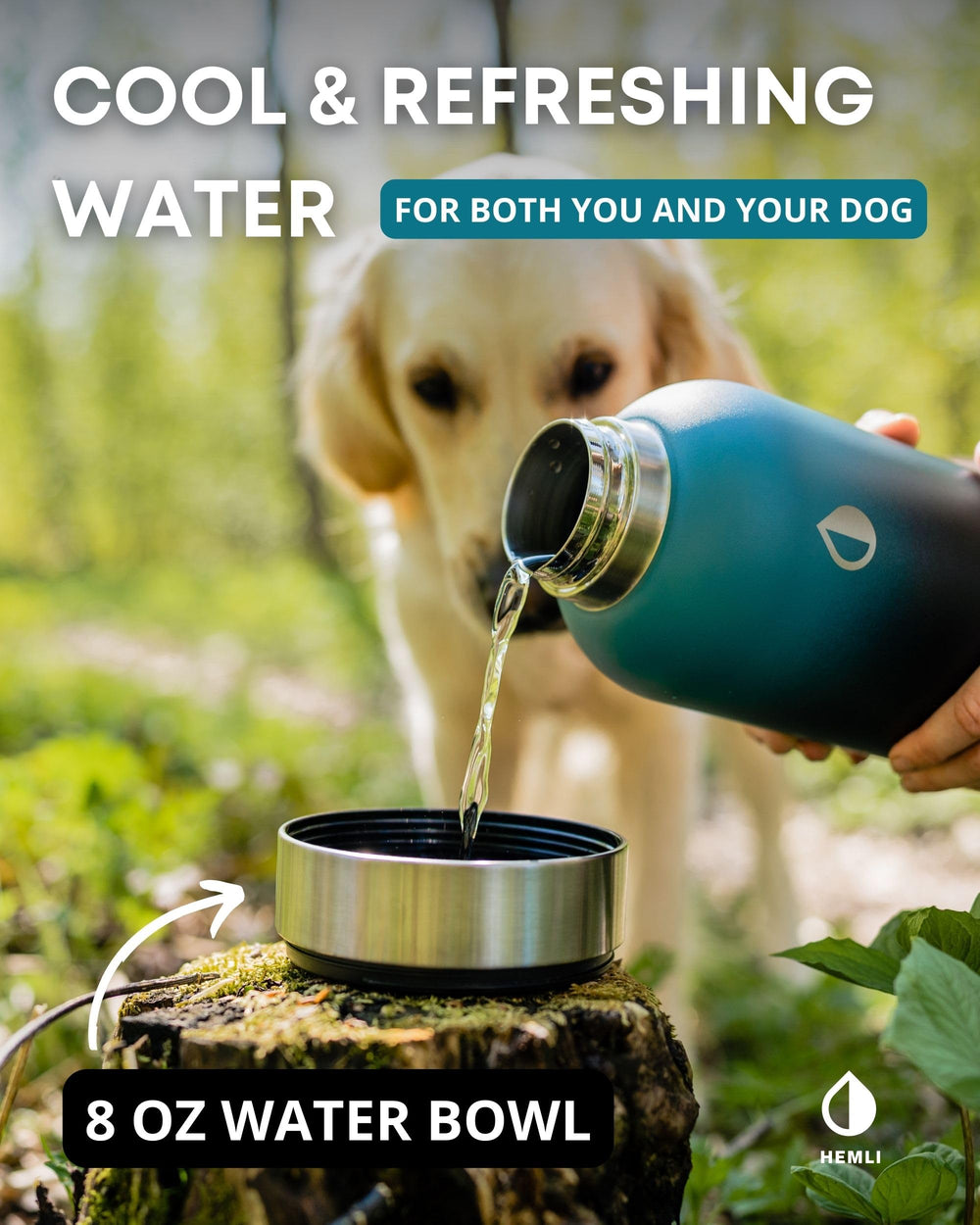 Hemli 32 oz bottle with lower detachable food bowl detail