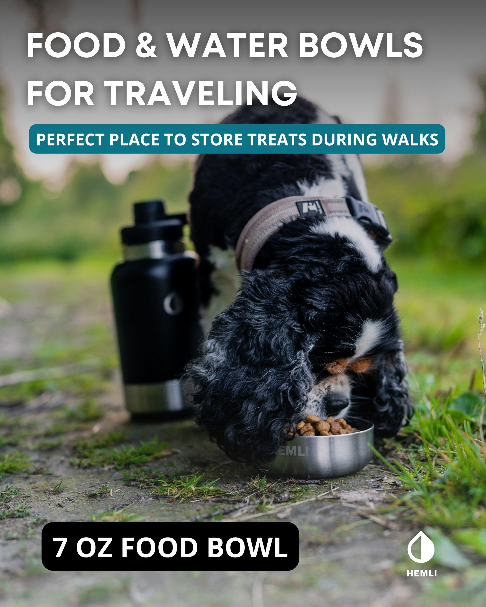 Hemli green-blue color bottle emphasizes stylish, practical travel hydration on walks.
