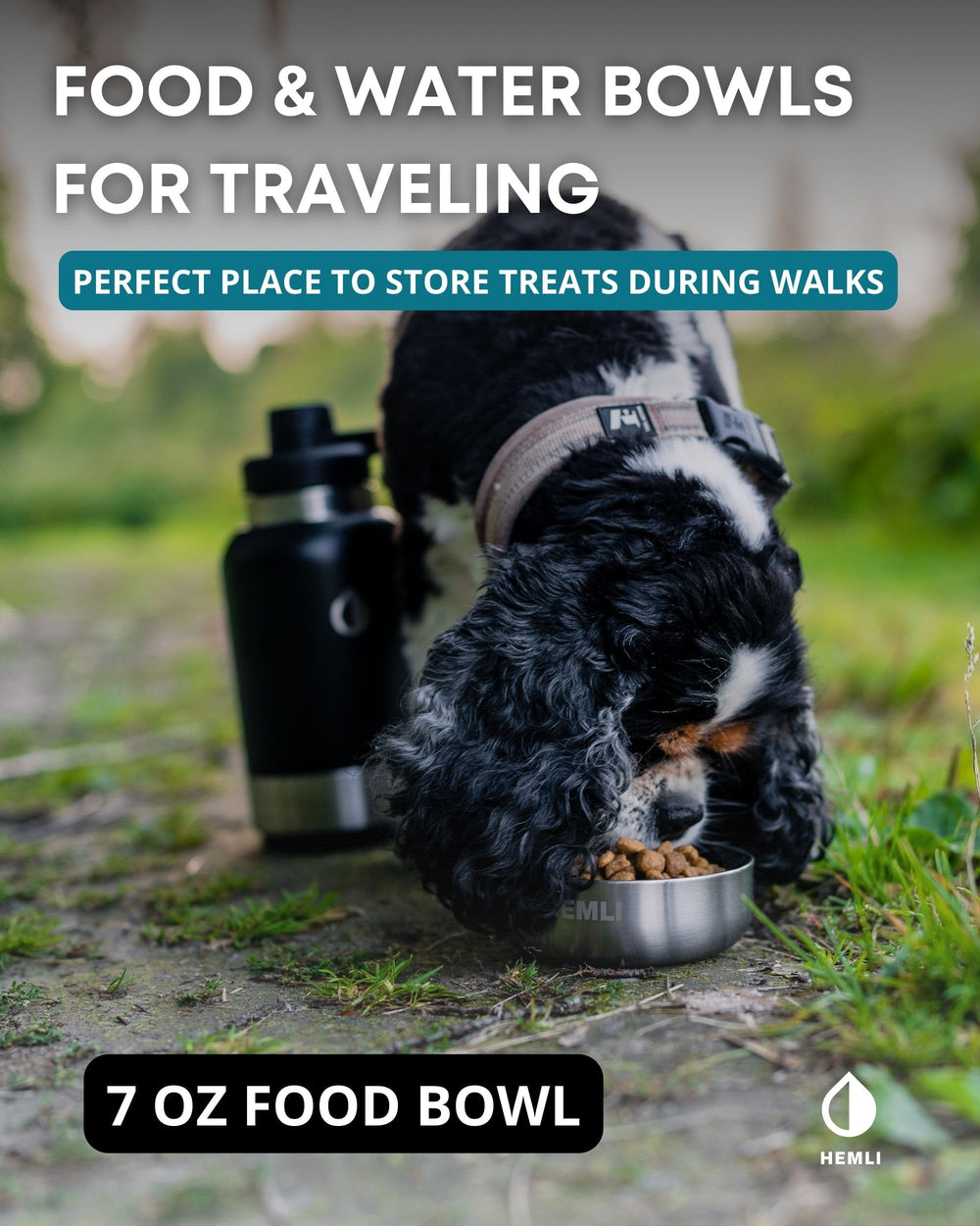 Hemli green-blue color bottle emphasizes stylish, practical travel hydration on walks.