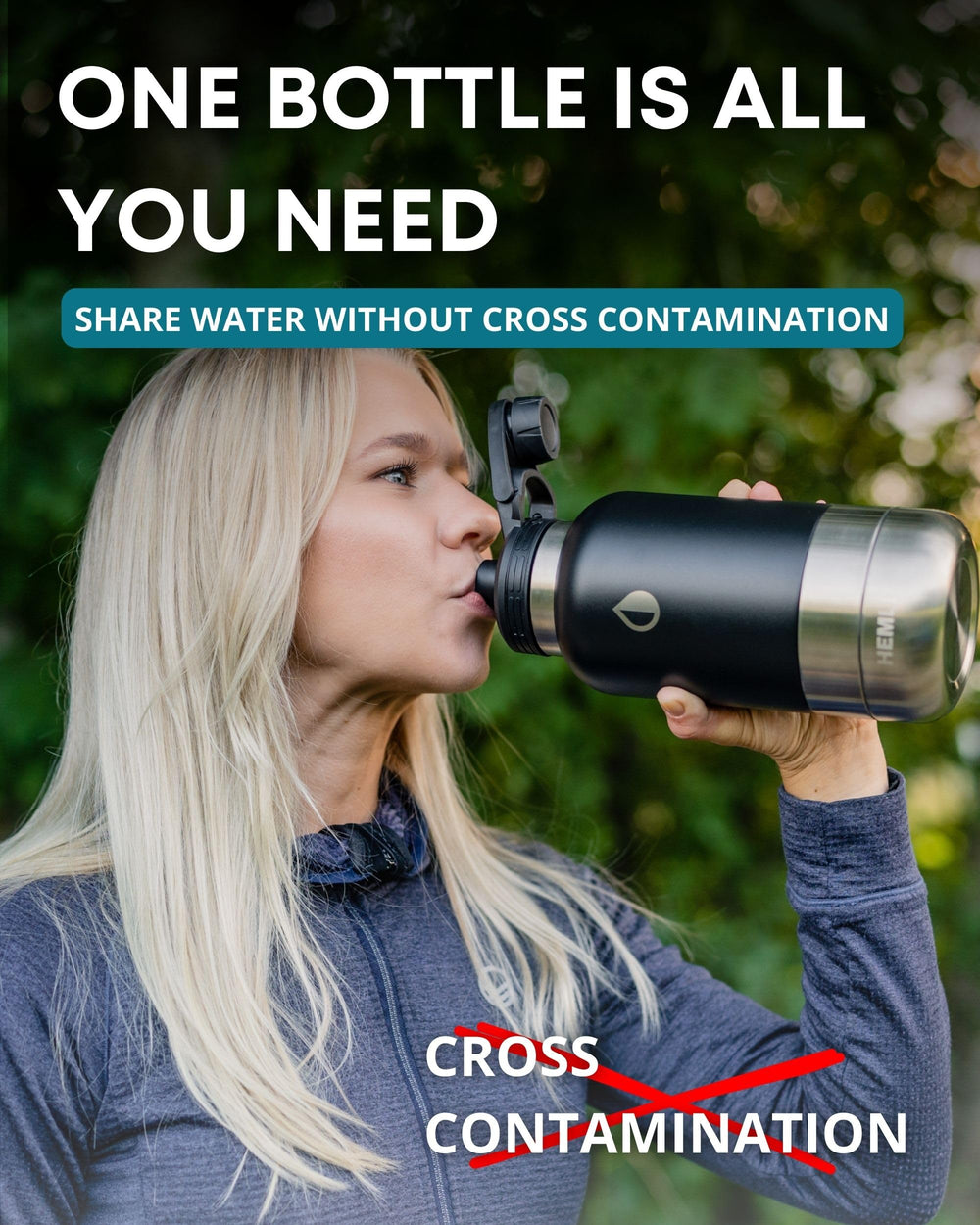 Hemli dog water bottle shown for hiking and travel use