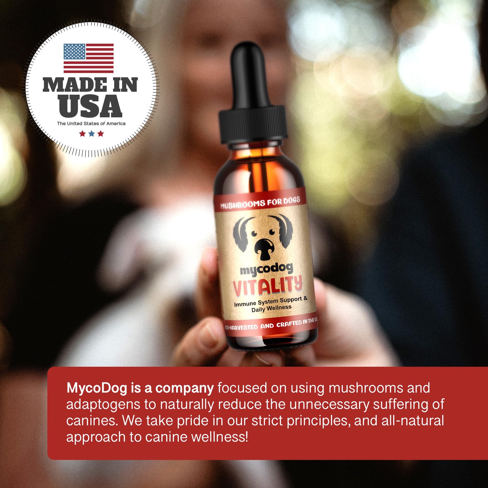 Hemp Dog Health MycoDog Vitality packaging promoting daily dog wellness.