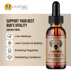 Hemp Dog Health Turkey Tail mushroom in MycoDog Vitality blend for dogs.