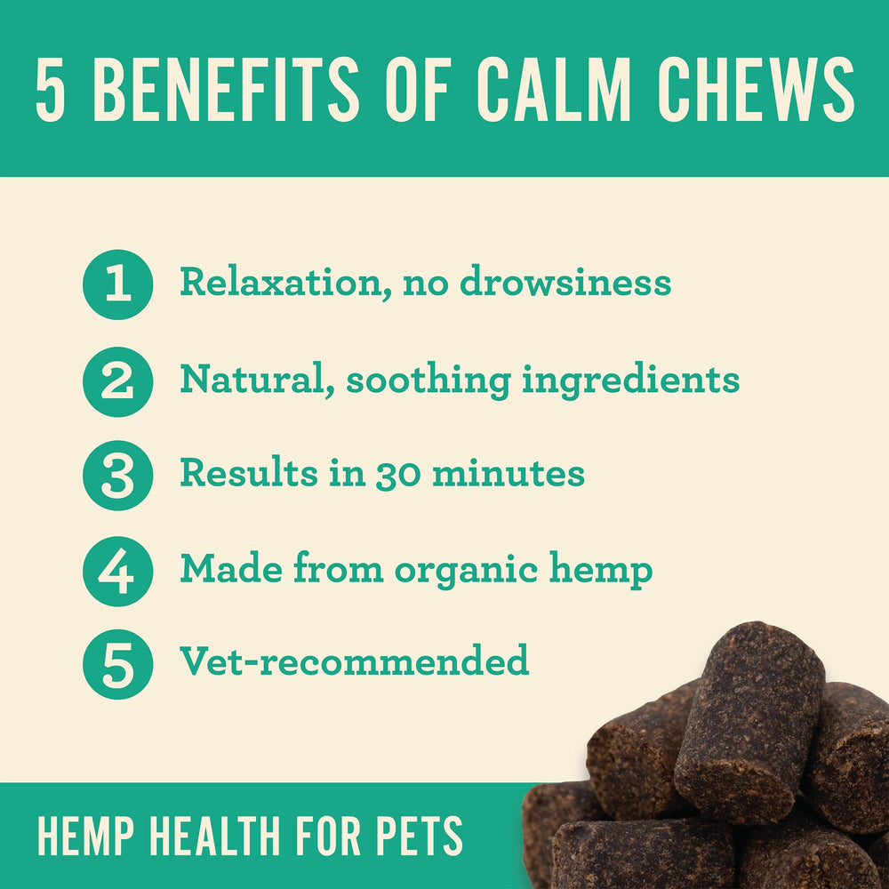 Hemp Well Calm Dog Soft Chews packaging USA-made quality supports reliable dosing.