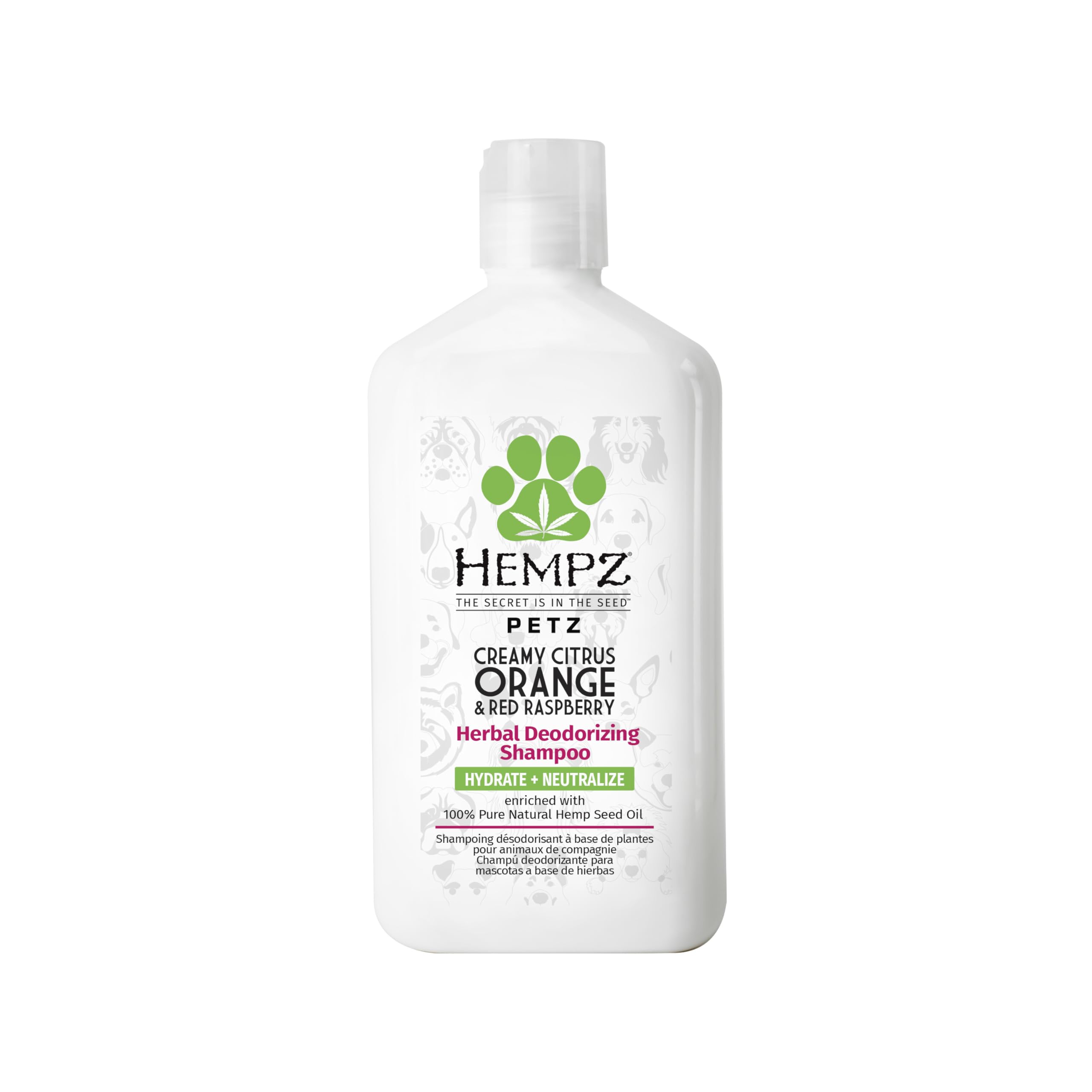 Hempz Petz Dog Shampoo bottle pour enables gentle, easy cleansing