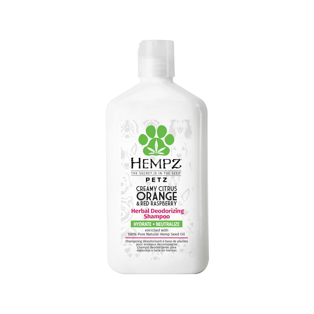 Hempz Petz Dog Shampoo bottle pour enables gentle, easy cleansing