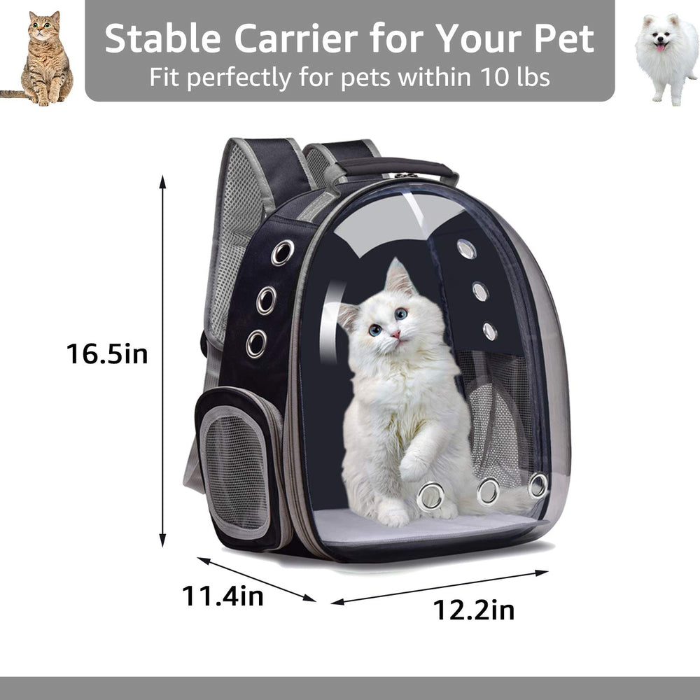 Henkelion backpack carrier on back, convenient hands-free hiking for you and your pet.