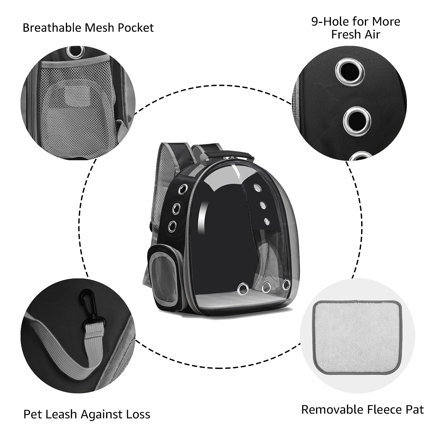 Henkelion front-pack view for hiking, enabling quick pet checks.