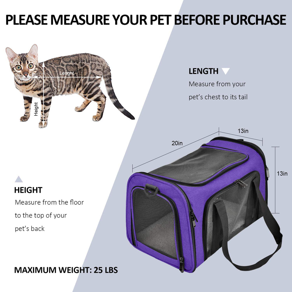 Henkelion large cat carrier purple foldable-storage demonstrates portability and compact packing.